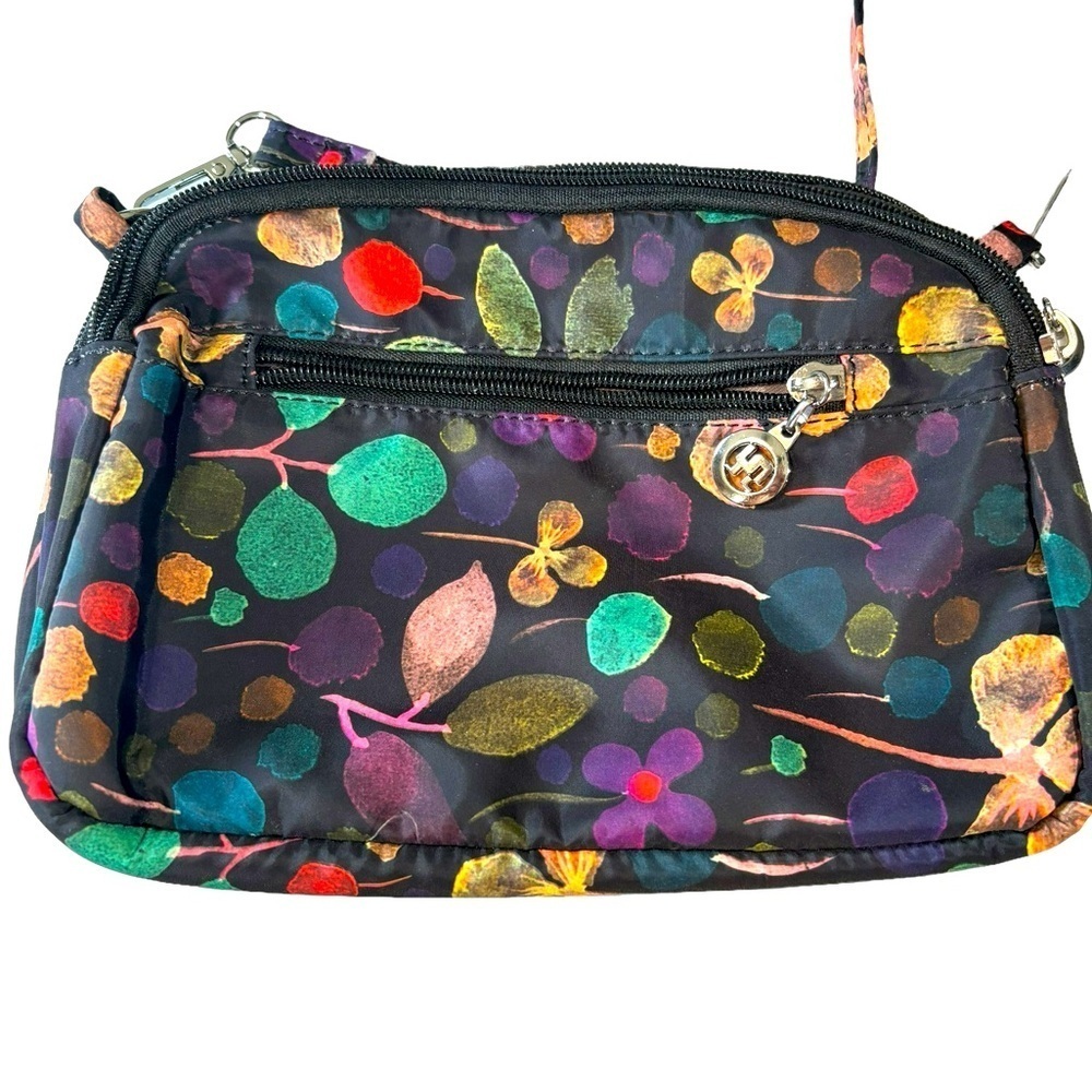Small Crossbody Purse Mini Nylon Travel Shoulder Bag Multi Zipper Pockets